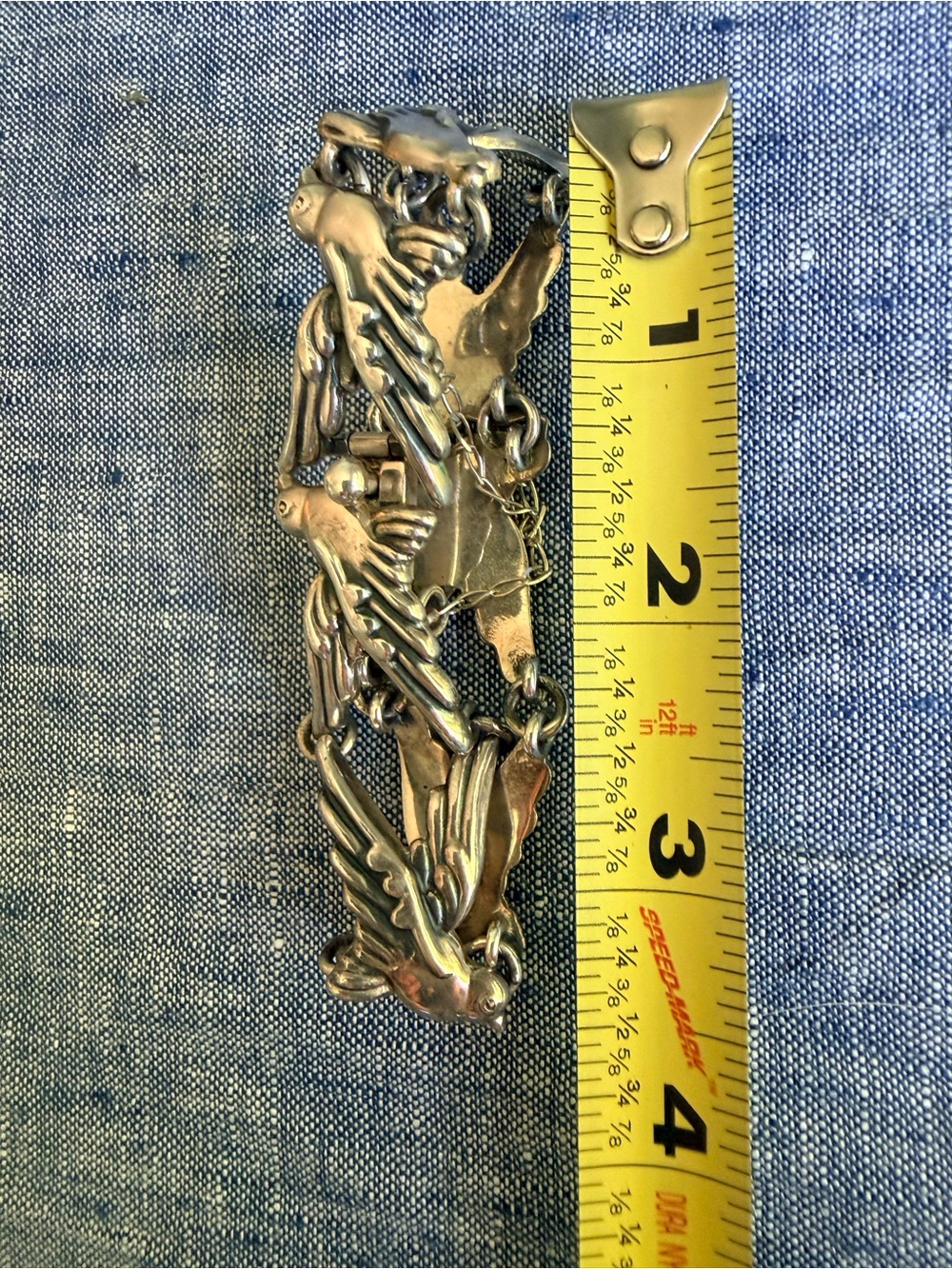 VTG Taxco .950 Doves in Flight Bracelet Melesio Rodriguez Villalba 50g #5622 - Picture 8 of 8